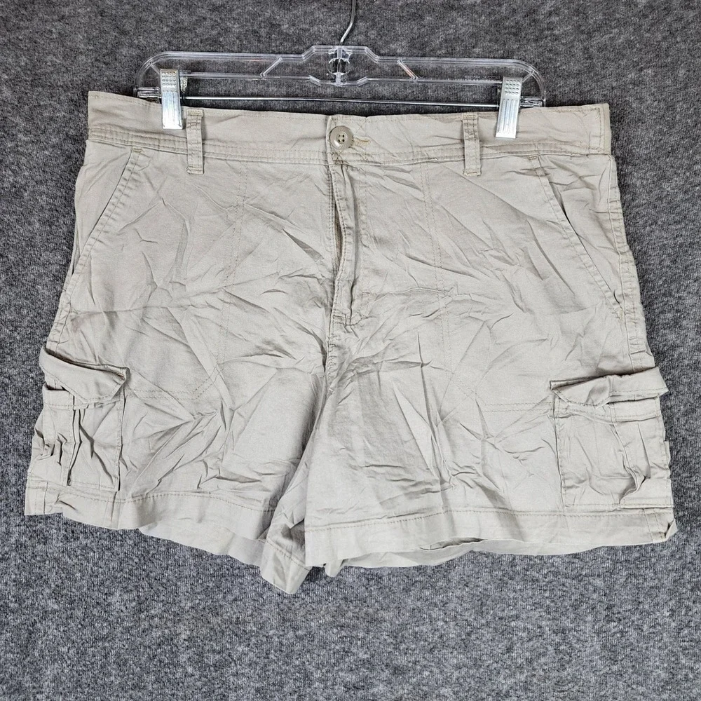 Lee Shorts Womens 16 Cargo Khaki Elastic Waist Utility EUC
